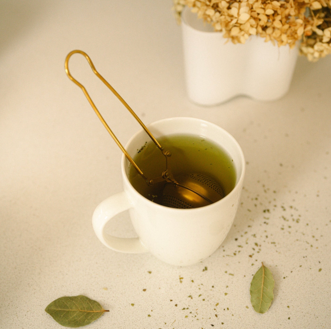 Gold Stainless Steel Tea Strainer by Bamboo Switch