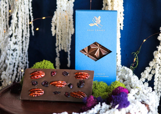 Hojicha Milk Chocolate with Kokuto Pecans and Cranberries
