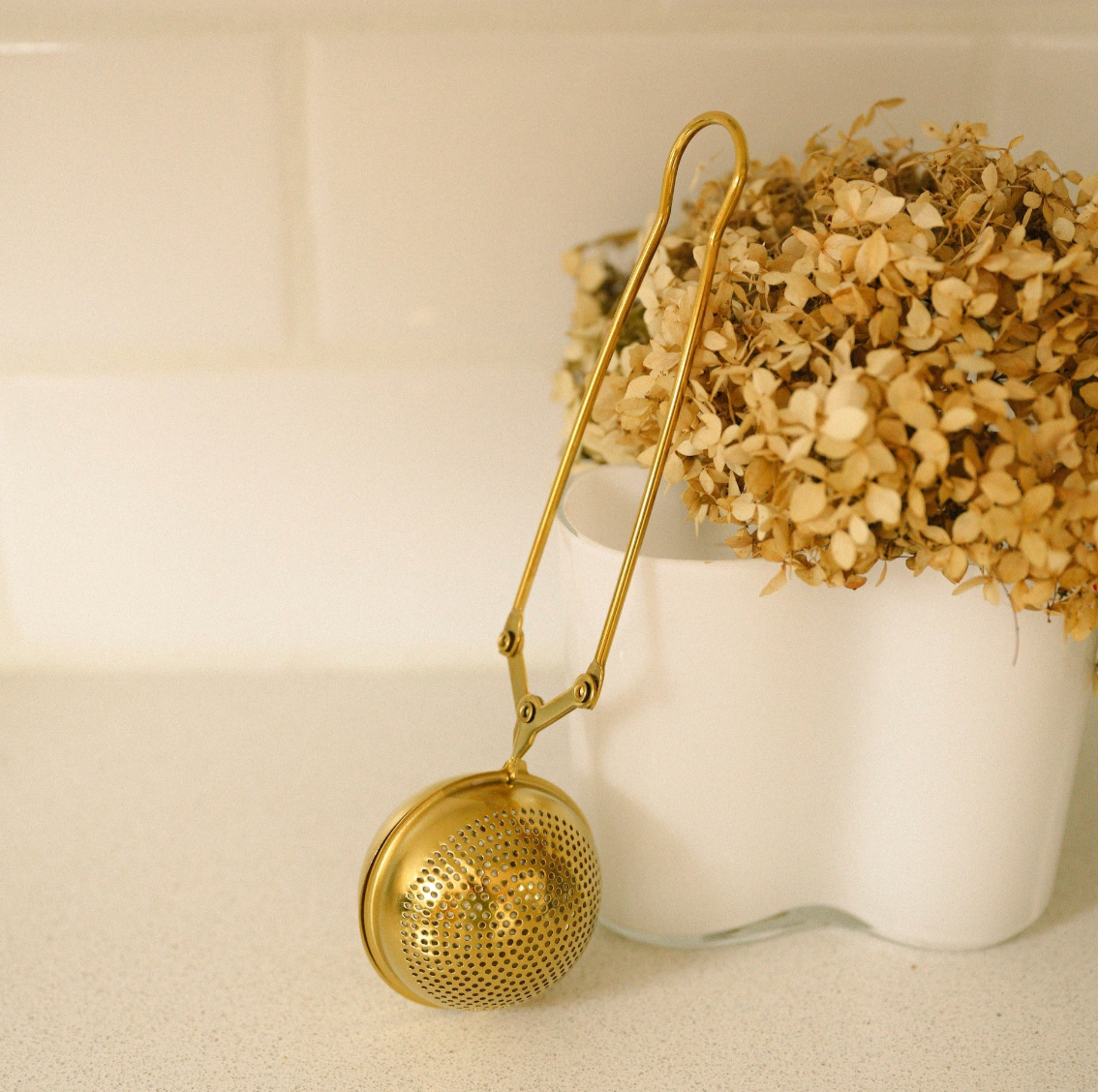 Gold Stainless Steel Tea Strainer by Bamboo Switch