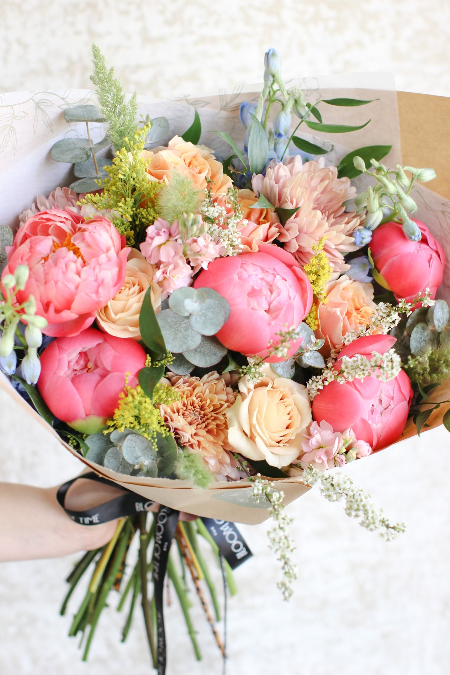 Seasonal Blooms and Peonies Hand-Tied Bouquet