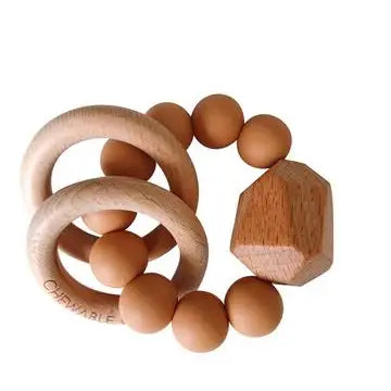 Hayes Silicone + Wood Teether Ring - Terra Cotta