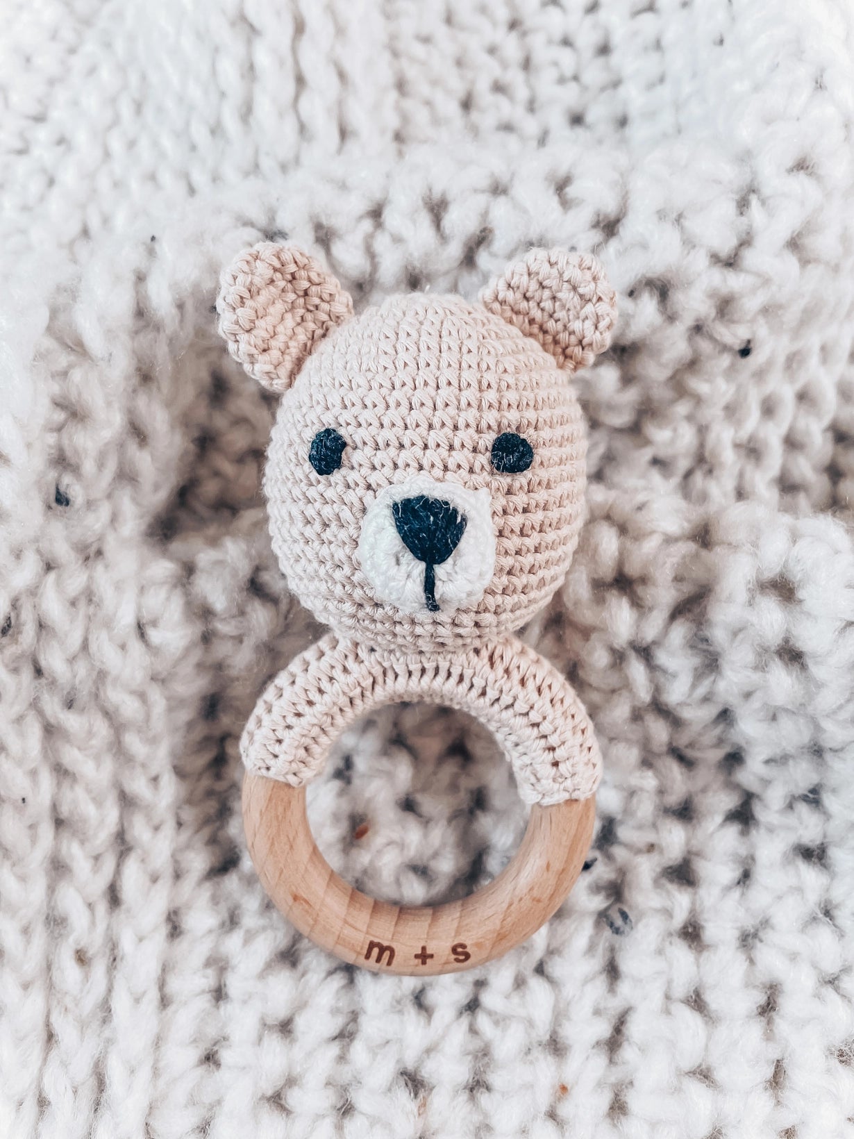 Bear Hand Crochet Rattle by Marlowe and Sage, Add-On Only