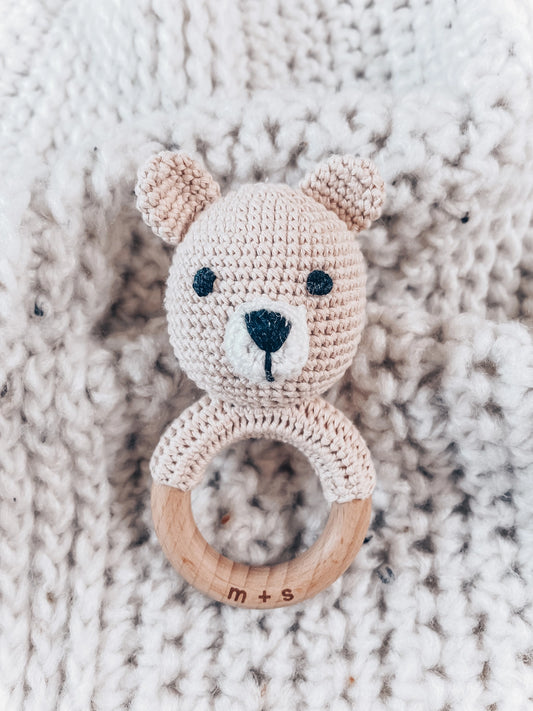 Bear Hand Crochet Rattle by Marlowe and Sage, Add-On Only