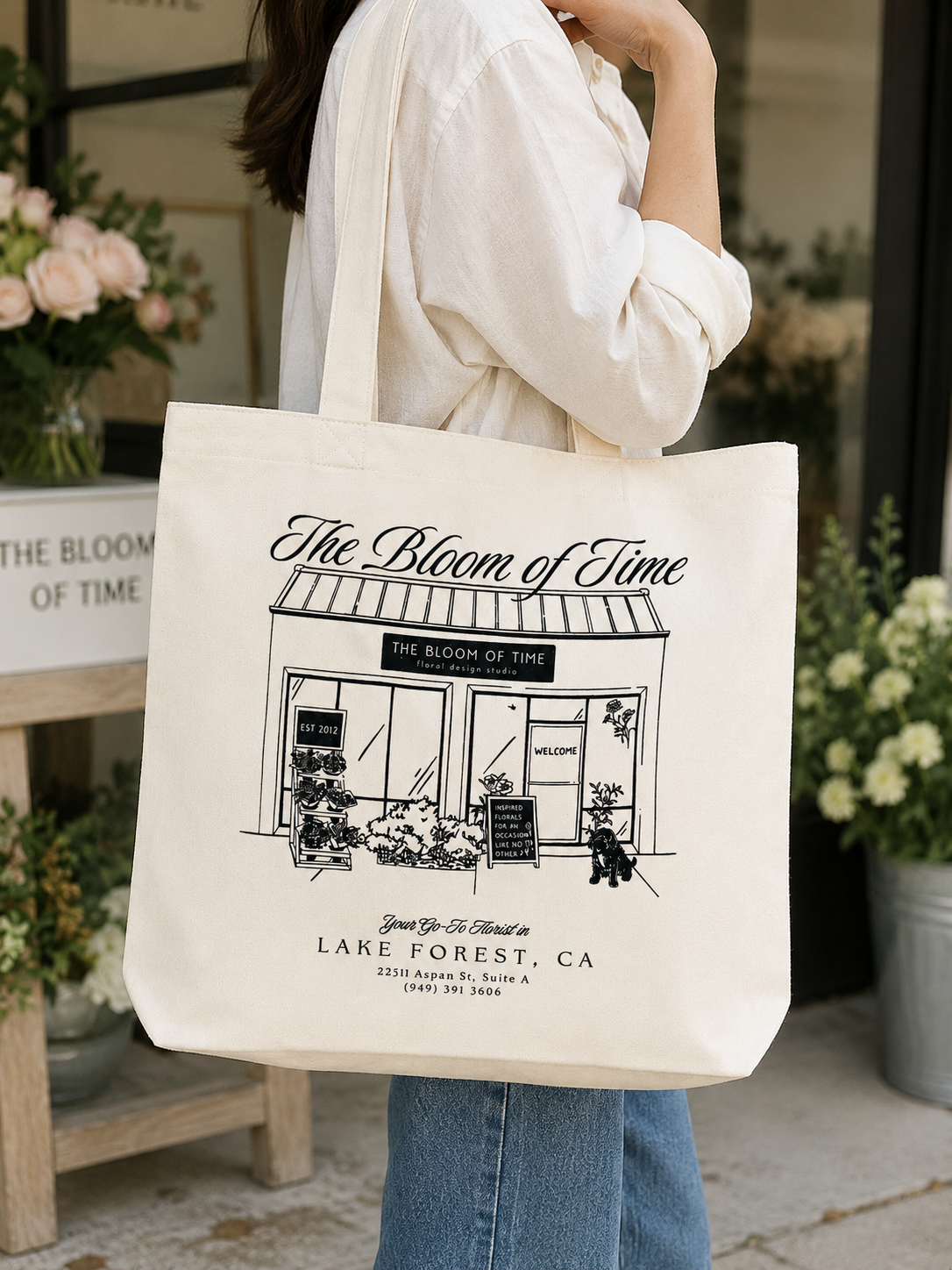 The Bloom Of Time Signature Canvas Tote, Add-On Only
