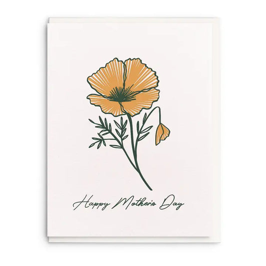 Happy Mother's Day Card Featuring a Poppy Bloom by Dahlia Press