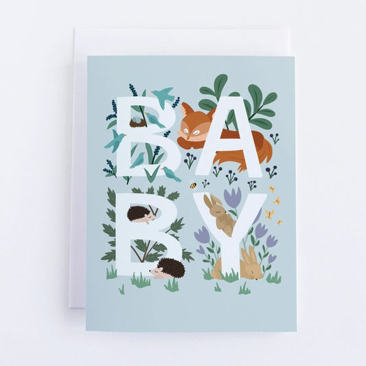 Woodland Fox New Baby Greeting Card by Pedaller Designs