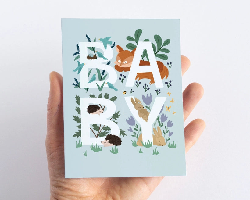 Woodland Fox New Baby Greeting Card by Pedaller Designs