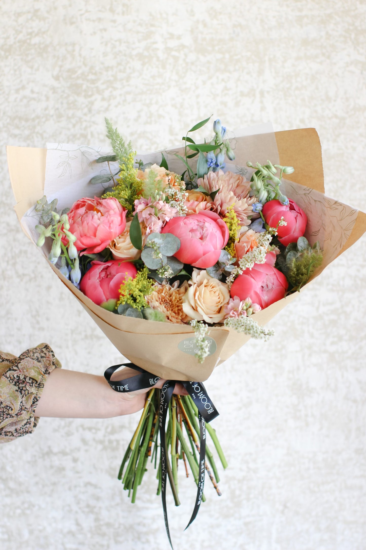 Seasonal Blooms and Peonies Hand-Tied Bouquet